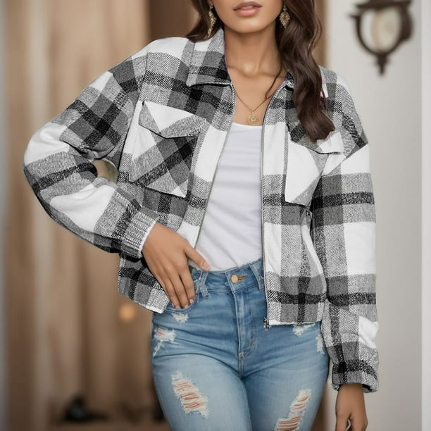 Chaqueta cuadros mujer 2025