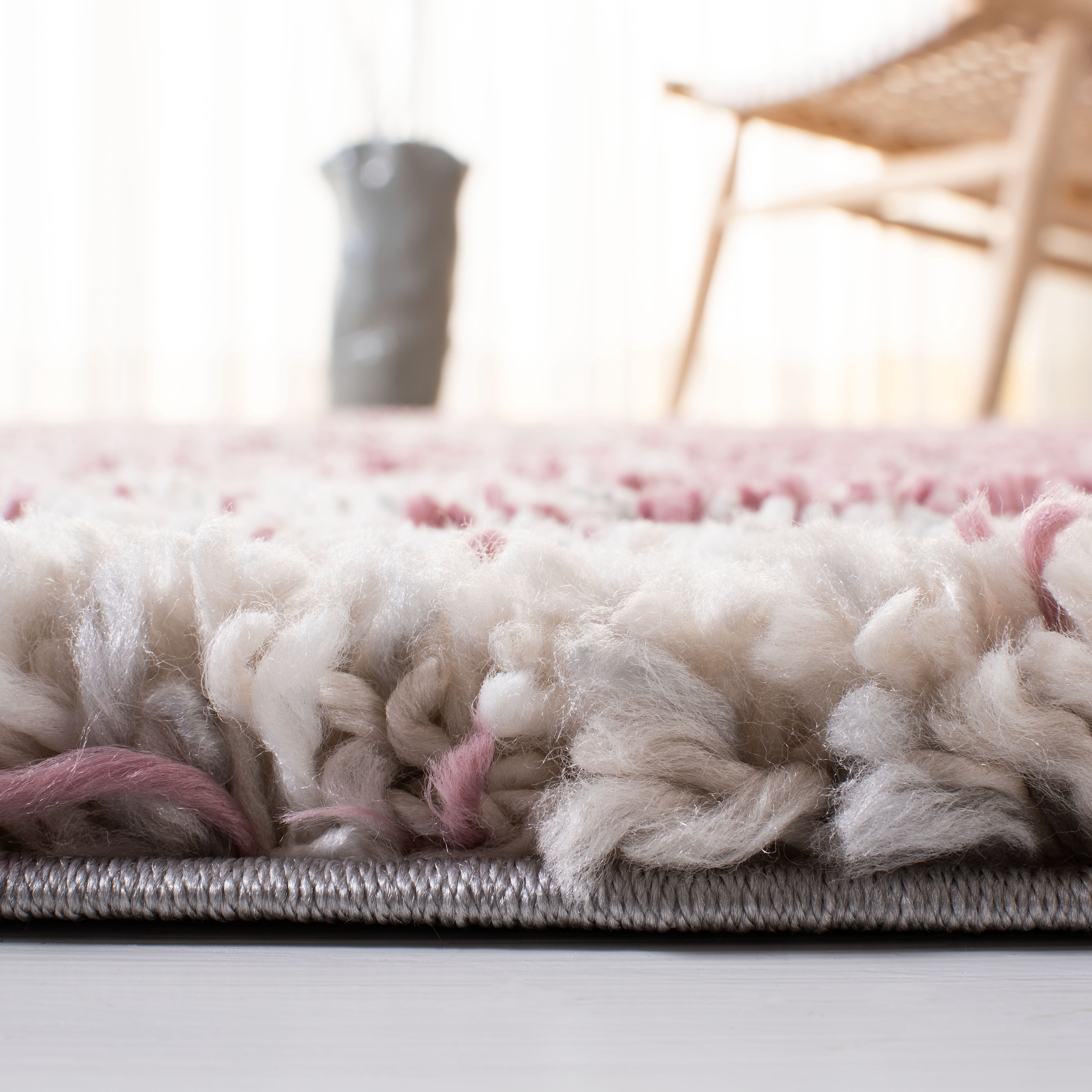 SAFAVIEH Fontana Darien Abstract Shag Area Rug, Pink/Grey, 9' x 12'