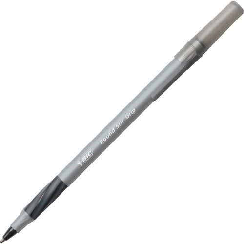 BIC Round Stic Grip Ballpoint Pen Medium Pen Point - Black - Frost Barrel