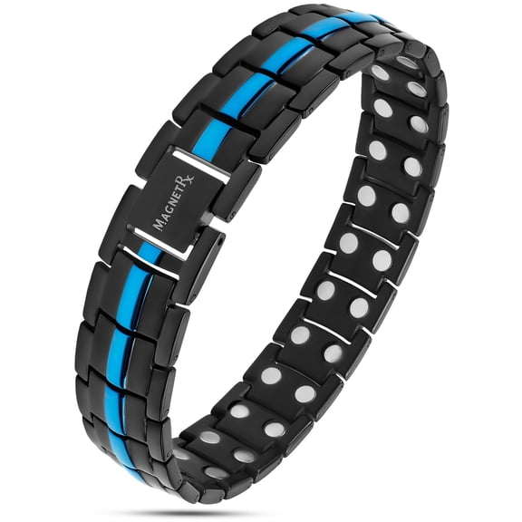 MagnetRX® Magnetic Bracelet - Effective Titanium Magnetic Bracelets for Men - Adjustable Length with Sizing Tool for Perfect Fit (Blue Line)