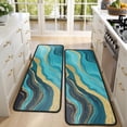 thumbnail image 4 of Kitchen Rugs Sets Of 2,Blue Gold Wave Marble Pattern Anti Fatigue Kitchen Mat Rugs Non Slip Washable,Decorative Kitchen Floor Mats for Kitchen,Sink,Laundry,17"x47"+17"x47", 4 of 5