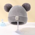 thumbnail image 4 of Weikingp Fascinators Hats for Women Kids Winter Pompom Hat Knitted Ski Hat Double Pom Cap for Girls Boys Hats for Men Hats for Women Mens Hats (Clearance) Grey Acrylic, 4 of 7