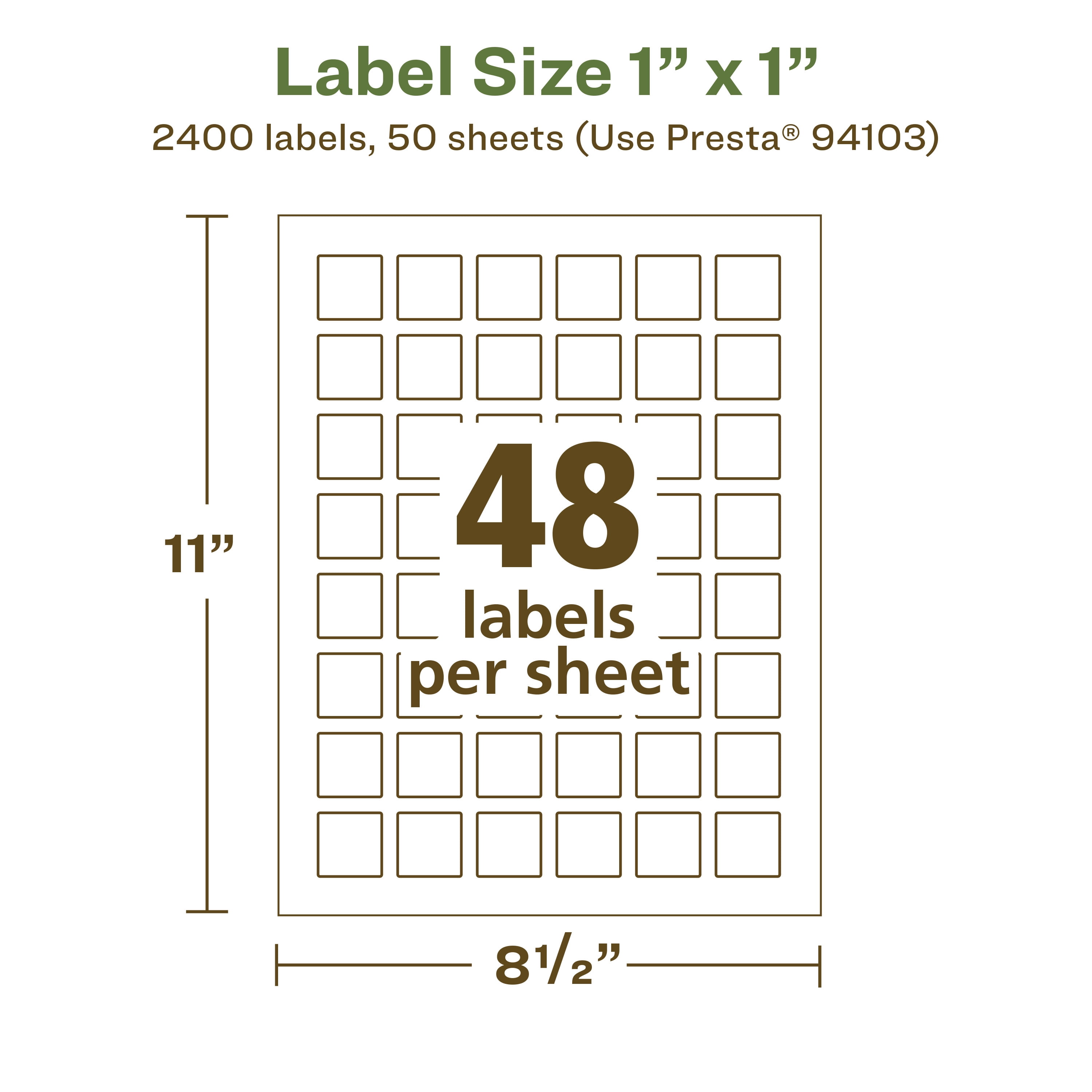 Avery EcoFriendly Square Labels, 1" x 1", 2,400ct