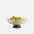 thumbnail image 3 of Frutero de cristal acanalado con base de madera. Plato decorativo moderno for servir en la mesa de la cocina o el comedor., 3 of 8