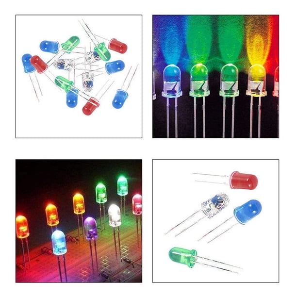 Diodo Emisor De Luz LED, Resina De Oxígeno Acero Inoxidable Diodo De Lámpara LED Rojo Amarillo Azul Verde 0.12 Pulgadas 5 Colores 500 Piezas Ecológico Para Bricolaje