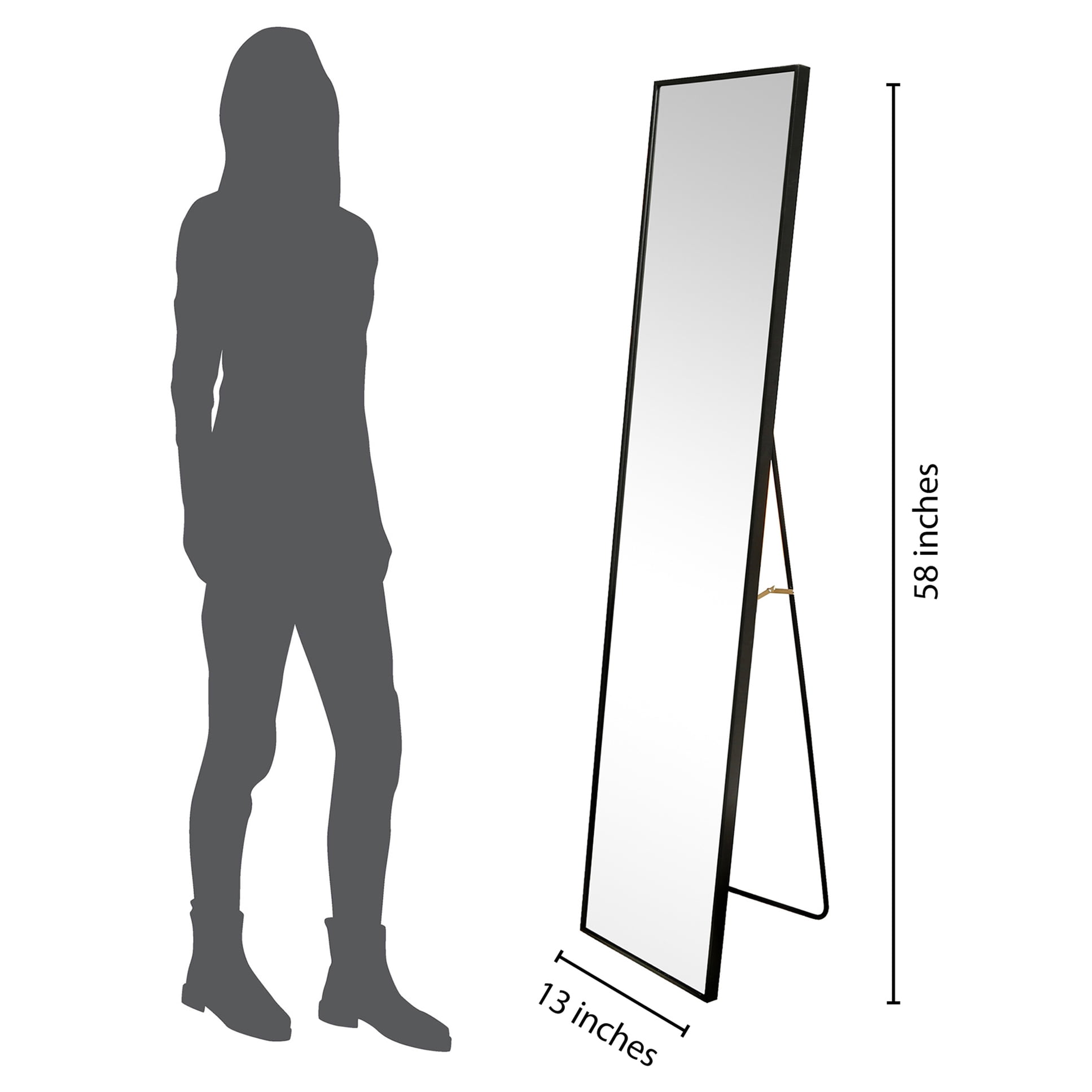 Americanflat Full Length Mirror With Stand - 14" x 59" Large Full Body Mirror for Bedroom, Living Room - 5ft Tall Floor Mirror Full Length - Black