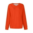 thumbnail image 4 of Fznquz Winter Womens Sweatshirts Plain Orange Casual Pullover Tops Solid Color Long Sleeve V Neck Winter Clothes, 4 of 5