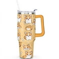 thumbnail image 2 of Cartoon Corgi 40 Oz Tumbler with Handle Lid and Straw, Stainless Steel Double Walled Vacuum Insulated Cup, Cute Anniversary Wedding Birthday Gifts Tumbler for Women Men Friends Outdoor Indoor, 2 of 7