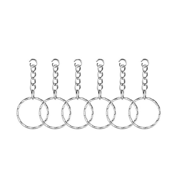 Masteelf 50 Pcs Metal Split Key Chain Twisted Round Keychain with Chain and Hanging Ring (White K Pattern)