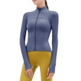thumbnail image 2 of Ropa de yoga de primavera y verano, chaqueta, camiseta con cuello vertical y cremallera para mujer, ropa deportiva para correr y fitness de manga larga, 2 of 6