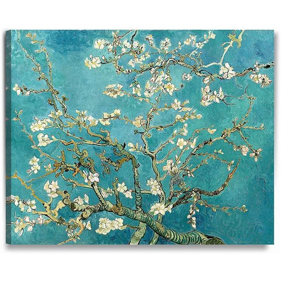 VELVET - Almond Blossom Tree. Vcent Van Gogh Art Reproduction. Giclee Prt on Canvas. Wall Art for Home. 10x8inch Framed