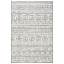 SAFAVIEH Global Wasif Striped Indoor/Outdoor Area Rug, Grey/Ivory, 6'7" x 6'7" Square