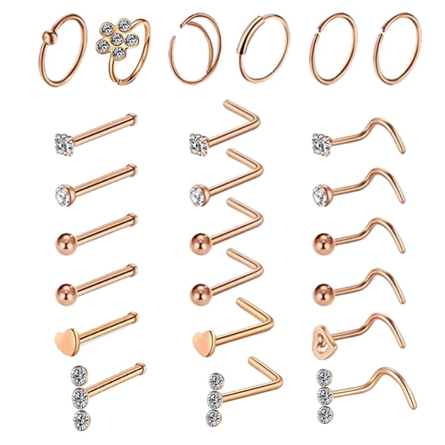 Juego de anillos de nariz Hugo 5G acero inoxidable