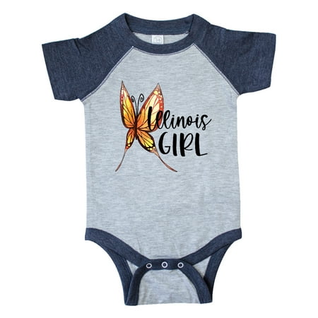 

Inktastic Illinois Girl- Butterfly Gift Baby Girl Bodysuit