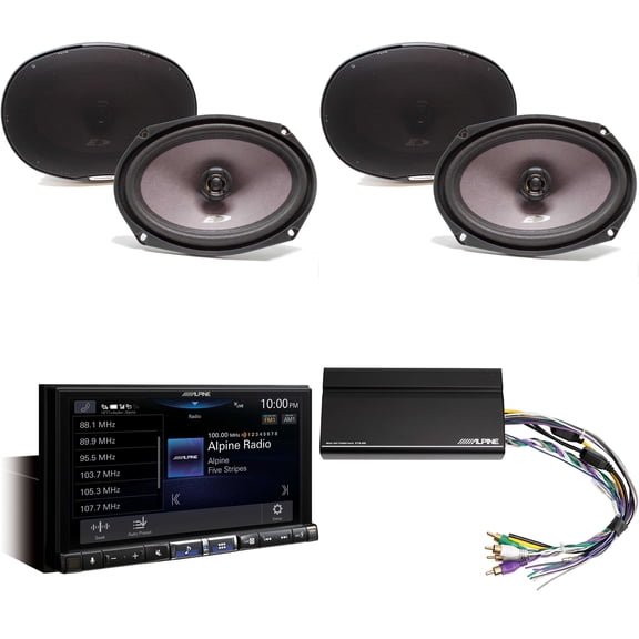 Alpine iLX-507 7" Multimedia Receiver Wireless Apple CarPlay & Wireless Android Auto & 2 Pairs Alpine SXE-6926S 6x9 Coax Speakers w/ Power Pack