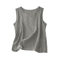 thumbnail image 2 of Qwertyu Womens Cotton Linen Crop Tank Tops Casual Sleeveless Crew Neck Loose Fit Solid Color Linen Blend Camisole Light Gray M, 2 of 9