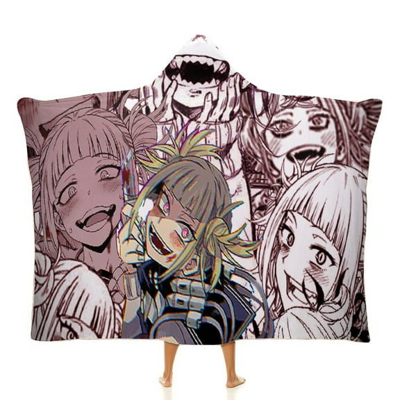 My Hero Academia Himiko Toga Wearable Blanket Cloak Arctic Velvet Hooded Blanket Soft Fuzzy Hoodie Blanket Cape for Adults Kids 40"x50"