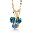 thumbnail image 2 of Gem Stone King 14K Yellow Gold London Blue Topaz and Fancy Blue Zirconia 3-Stone Pendant Necklace for Women (0.37 Cttw, Gemstone November Birthstone, Round 3MM, 18 inch Chain), 2 of 4