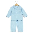 thumbnail image 1 of Conjunto de pijama de Seersucker para bebé, ropa de algodón 100%, informal, de manga larga, color blanco, venta al por mayor, 1 of 4
