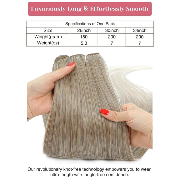 JINYUN-30 Inch Sew in Hair Extensions Bundles Synthetic Weft 200g Thick Ombre Blonde Long Straight Hair Weave