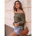 thumbnail image 5 of Womens Off The Shoulder Sweater Oversized Batwing Sleeve Loose Pullover Sweaters Tops, 5 of 13