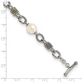 thumbnail image 3 of Shey Couture  Sterling Silver with 14K Accent 7.5 Inch Antiqued 10-10.5mm Freshwater Cultured Pearl Bracelet, 3 of 4