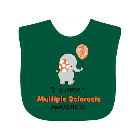 

Inktastic I Support Multiple Sclerosis Awareness cute elephant and balloon Gift Baby Boy or Baby Girl Bib