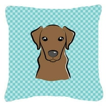 Caroline's Treasures BB1172PW1818 Checkerboard Blue Chocolate Labrador Canvas Fabric Decorative Pillow , 18H x18W,