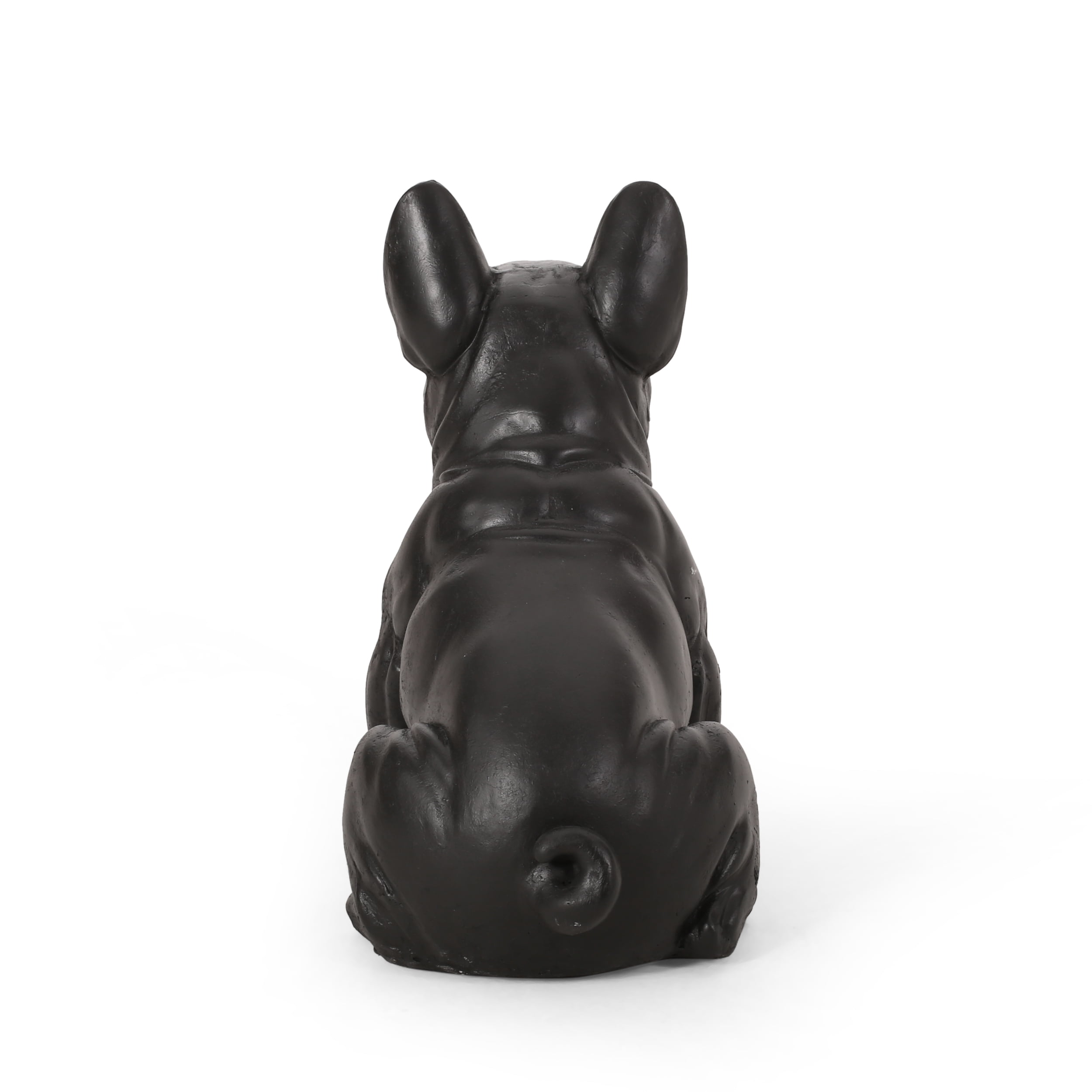 Noble House Delamore Outdoor French Bulldog Garden Statue in Matte Black