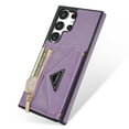thumbnail image 6 of Feishell Fit for Samsung Galaxy S23 Ultra Case with Adjustable Shoulder Strap,Luxury Premium PU Leather Back Magnetic Buckle Flip Card Pocket Zipper Wallet Crossbody Phone Case,Purple, 6 of 10