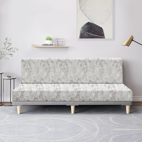 Leather Like Stretch Futon Slipcover Armless Futon Bed Sofa Cover Furniture Protector with Elastic Bottom, Soft and Washable Futon Cover for Sofa Bed Stay in Place（Larger，Beige）