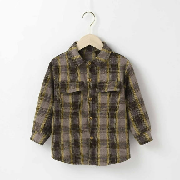 FAMTKT Toddler Flannel Shirt Jacket Plaid Long Sleeve Lapel Button Down Shacket Kids Boys Girls Shirts Coats Fall Tops, Baby Clothes