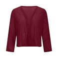 thumbnail image 6 of Women's Sequin Sparkly Cropped Cardigan Dressy Casual Shrugs for Evening Dresses Long Sleeve Open Front Shiny Cardigans Wine 2XL, 6 of 8