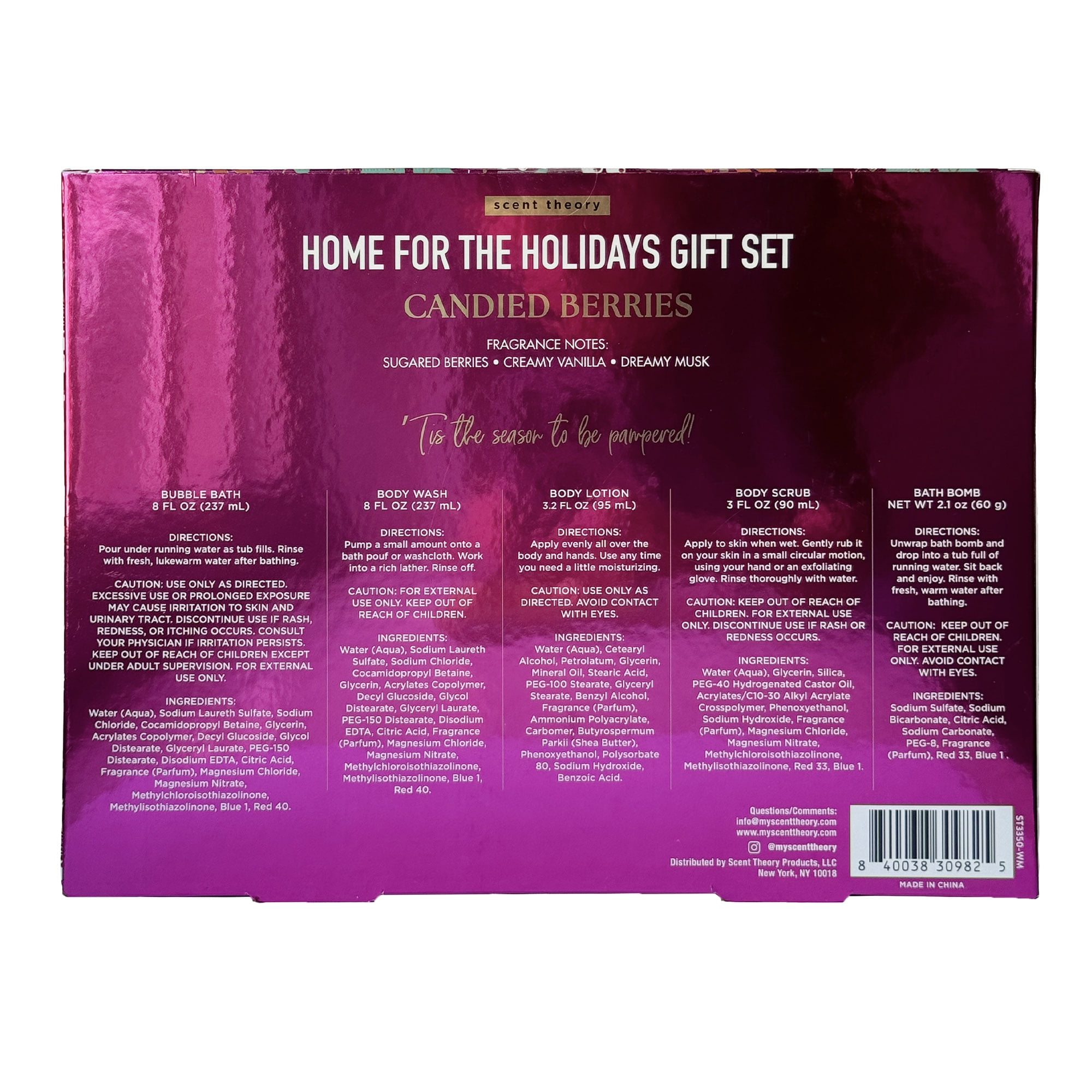 Scent Theory Candied Berries Holiday Bath Gift Set, 5 Piece