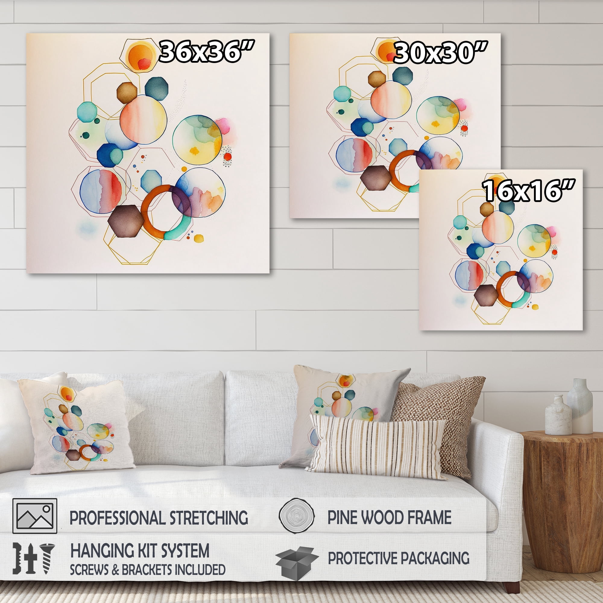 Designart Multi-Color Circular Abstract II Canvas Wall Art