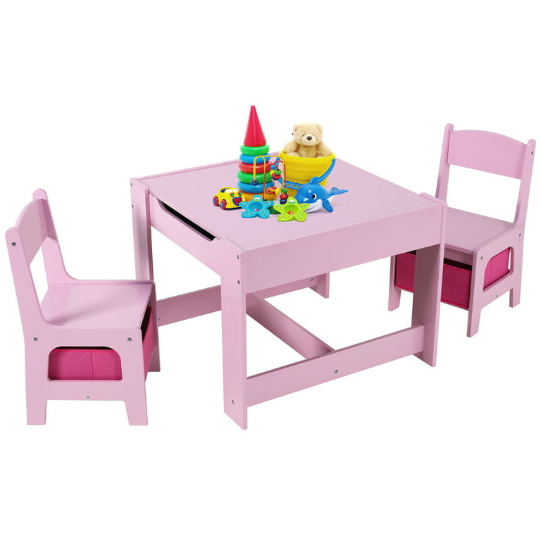 HEMBOR Kids Study Table and 4 Chairs Set Height Adjustable for 2