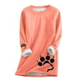 thumbnail image 1 of HKEJIAOI Casual Top pour Women Col Rond Solide Mi-Poids Long Sleeve Shirt, 1 of 5