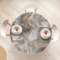 thumbnail image 3 of Ambesonne Marble Print Fitted Round Tablecloth, Retro Paintbrush, 36"- 40" Diameter, Sand Brown and Pale Grey, 3 of 4