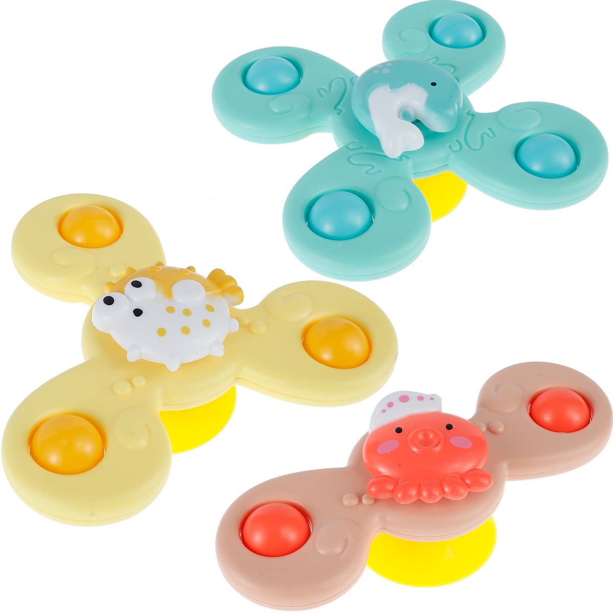 Strong Suction Cup Spinning Top Toy for Toddlers Cartoon Ocean Series