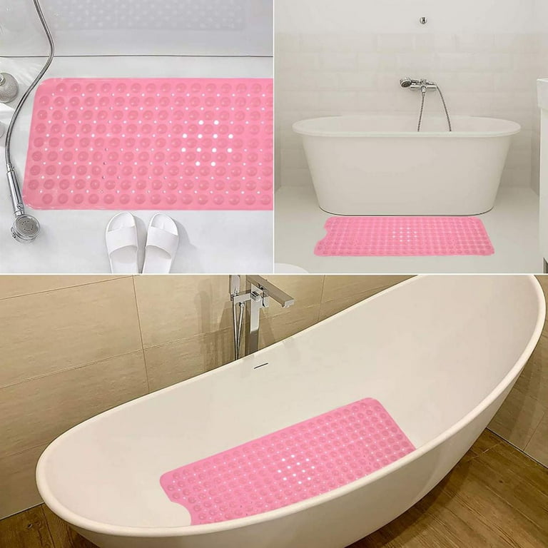 TEESHLY Bathtub Mats for Shower Tub Extra Long Non-Slip Bath Mat, 39 x 16  Inch Shower Mat with Drain Holes and Suction Cups, Bath Tub Mat for  Bathroom