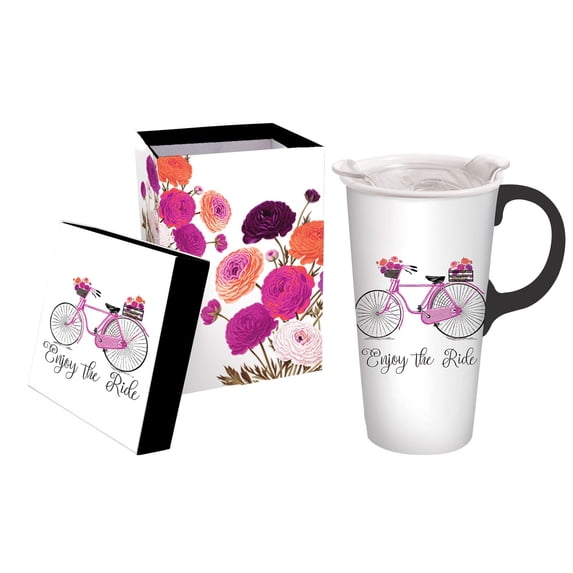 Enjoy the Ride 17 OZ Ceramic Travel Cup - 4 x 5 x 7 Inches