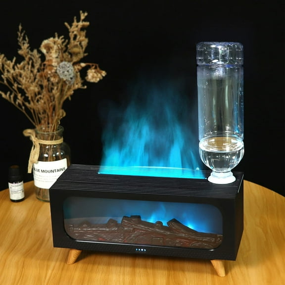 PRETXORVE Simulated Fireplace Flame Stacked Humidifier, Portable Long Portable Bed Bedroom Night Light, Air Diffuser