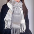thumbnail image 3 of vnanda Tassel Scarf Women Winter Scarf Striped Color Matching Tassel Lightweight Washable Soft Wide Long Thick Warm Windroof Decorative Lady Neck Warp Scarf, 3 of 8