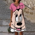 thumbnail image 2 of Vestido sexy de manga corta con escote en V y estampado negro puro de Mickey Mouse de Disney 2024, vestido largo informal versátil y sexy para mujer, 2 of 5