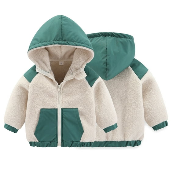 Esaierr Toddler Baby Warm Jacket with Hooded for Kids Boys Girls Fleece Winter Coat Newborn Cotton Coat Fall Warm Soft Outerwear for 9M-7Y