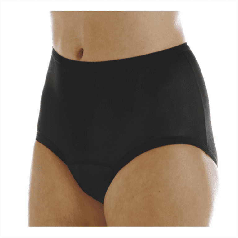 3-Pack Women's Nylon Regular Absorbency Incontinence Panties Black Small  (Fits Hip 35-37) 