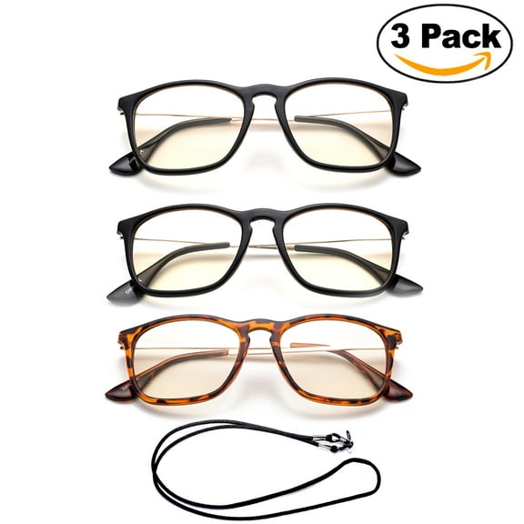 Newbee Fashion - Anti-Reflective Comfortable Computer Reading Glasses (No Magnification) Helps Eye Strain, Fatigue and Dry Eyes from Digital Devices with Anti-Blue Light, Anti-UV and Anti-Glare