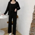 thumbnail image 3 of BWASD Pajamas for Women Set 3 Piece Casual Loose Fit Breathable Soft Modal Sleep Wear Long Sleeve Cardigan Sleeveless Cami and Long Home Clothes Summer (Black 2XL), 3 of 6