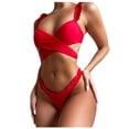 thumbnail image 1 of Sexy mujer Bikini sólido ahueca hacia fuera traje de baño de dos piezas traje de baño conjunto de ropa de playa Fridja nalpqowj21785, 1 of 7