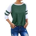 thumbnail image 3 of STARVNC Women Crew Neck Stripe Splice Raglan Long Sleeve Top, 3 of 7